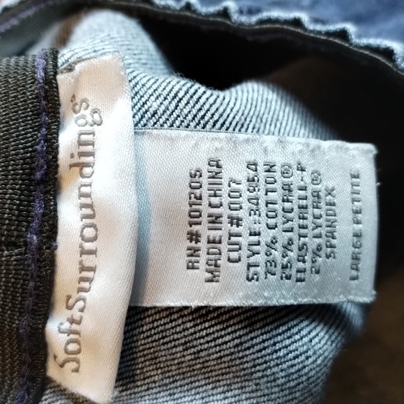 Soft Surroundings Cotton Elastic High Waisted Pull On Denim Jeans - Picture 3 of 10